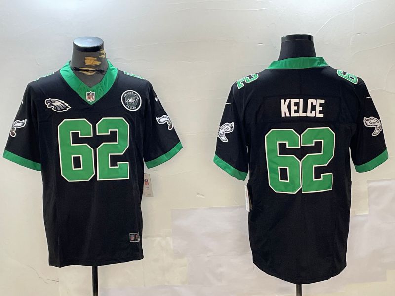 Men Philadelphia Eagles #62 Kelce Black Three generation 2024 Nike Limited NFL Jersey style 4->philadelphia eagles->NFL Jersey